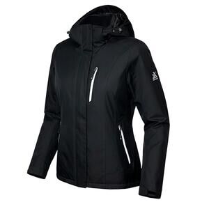 ZEROXPOSUR Womens (M) Black Rain Snowboard Jacket Removable Hood Quilt Lining
